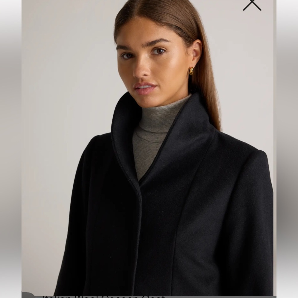 Quince Black Wool Cocoon Coat - Picture 4 of 10